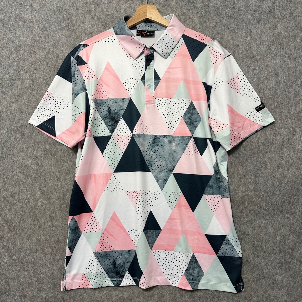 Yatta‎ Golf Polo Shirt Mens Medium Multicolor Geometric Performance